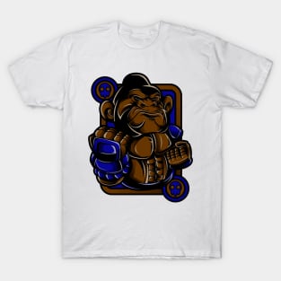 Kong Ape Gorilla Monkey Brown Blue T-Shirt